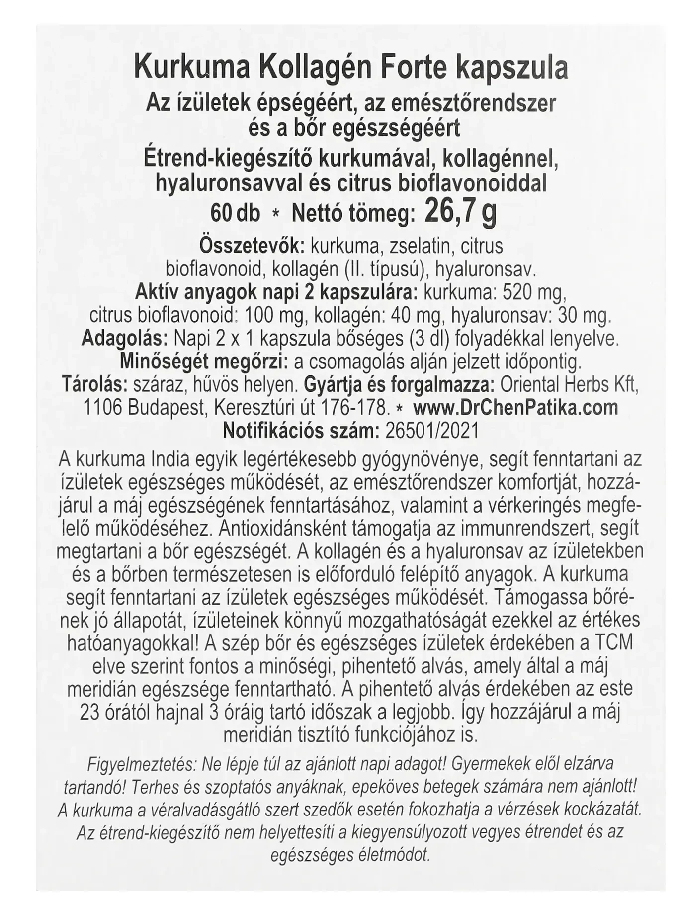 Dr. Chen kurkuma kollagén forte kapszula 60db