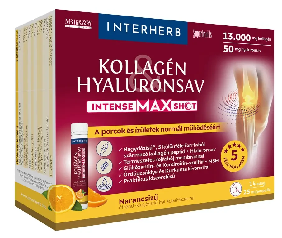 Interherb Kollagén és Hyaluronsav Shot IntenseMAX ampulla 14db