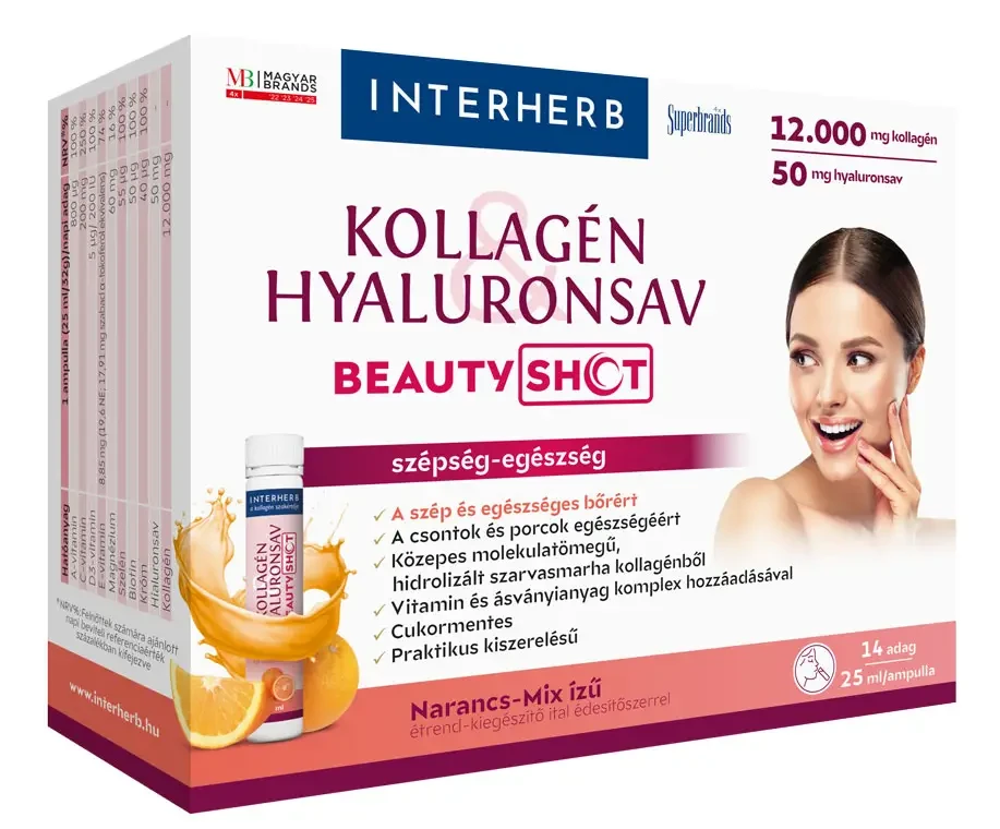 Interherb Kollagén és Hyaluronsav Beauty Shot 14 x 25ml Ampulla