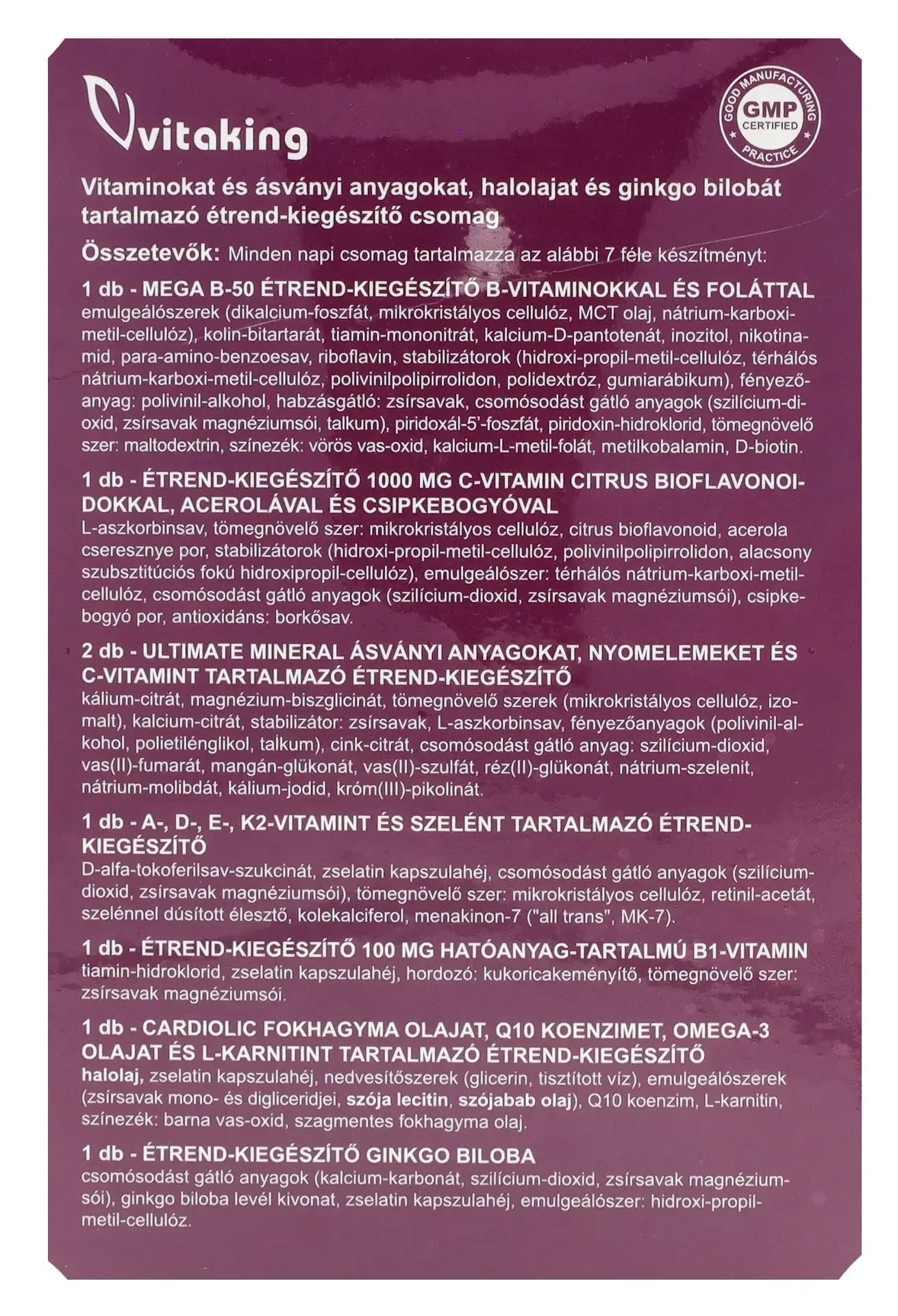 VK 365 SZENIOR Multivitamin csomag 30 napi adag