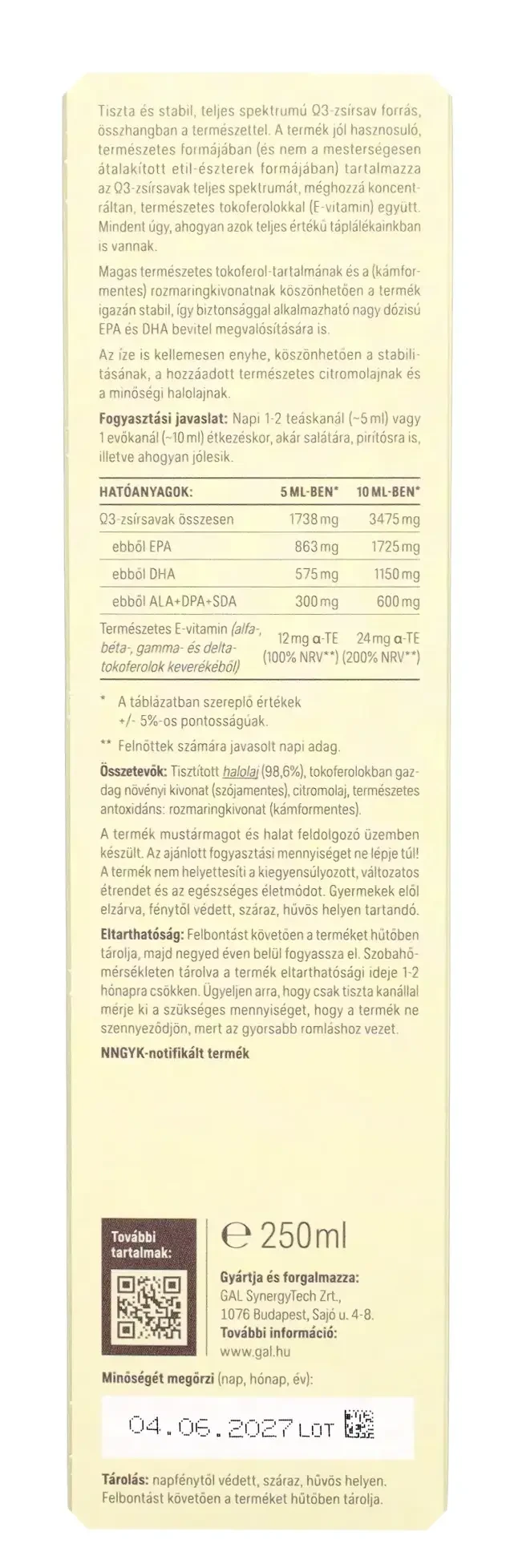 GAL Halolaj Omega3 250ml 3475mg ST.