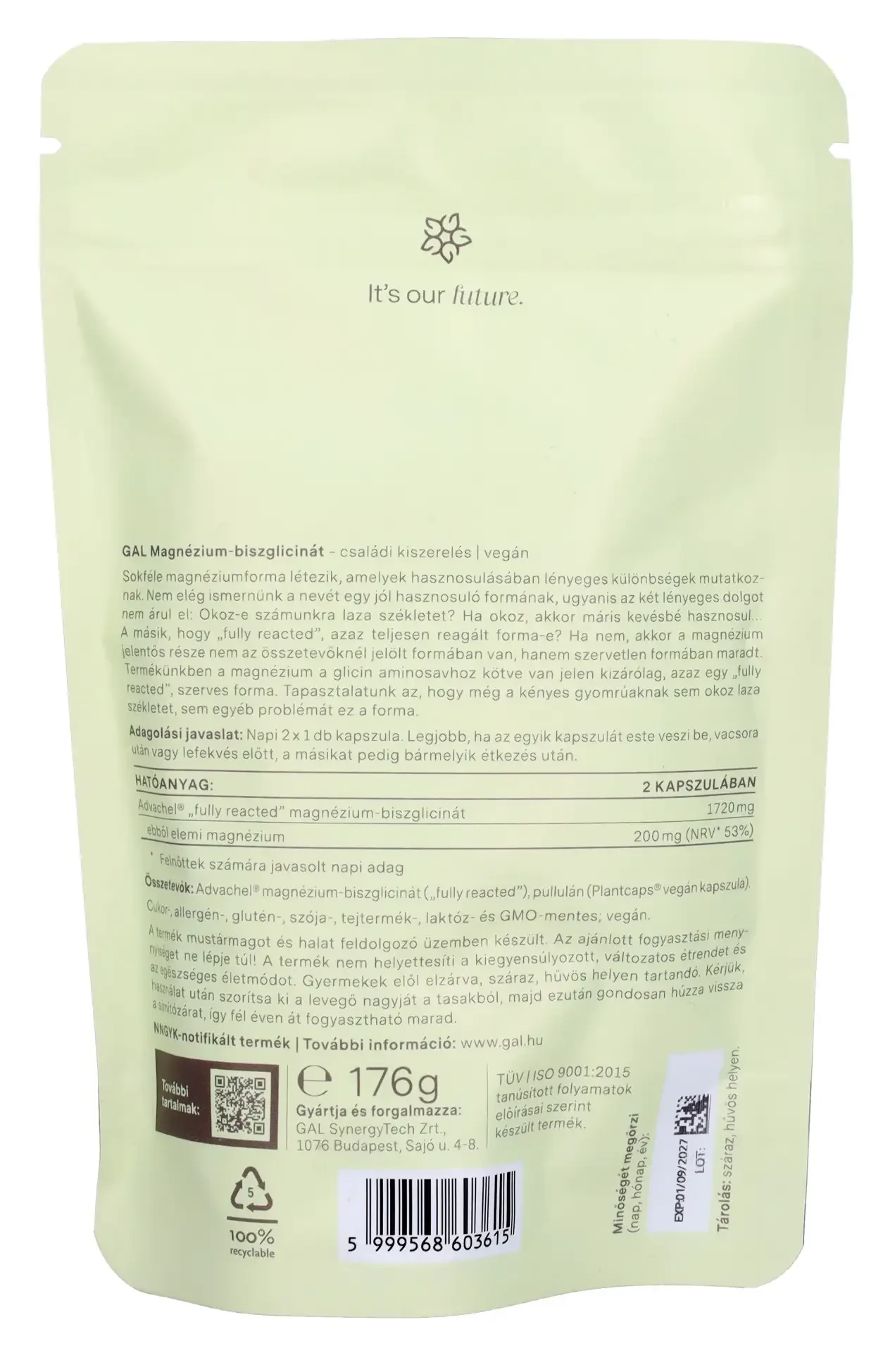 GAL Magnézium-biszglicinát utántöltő 180 db