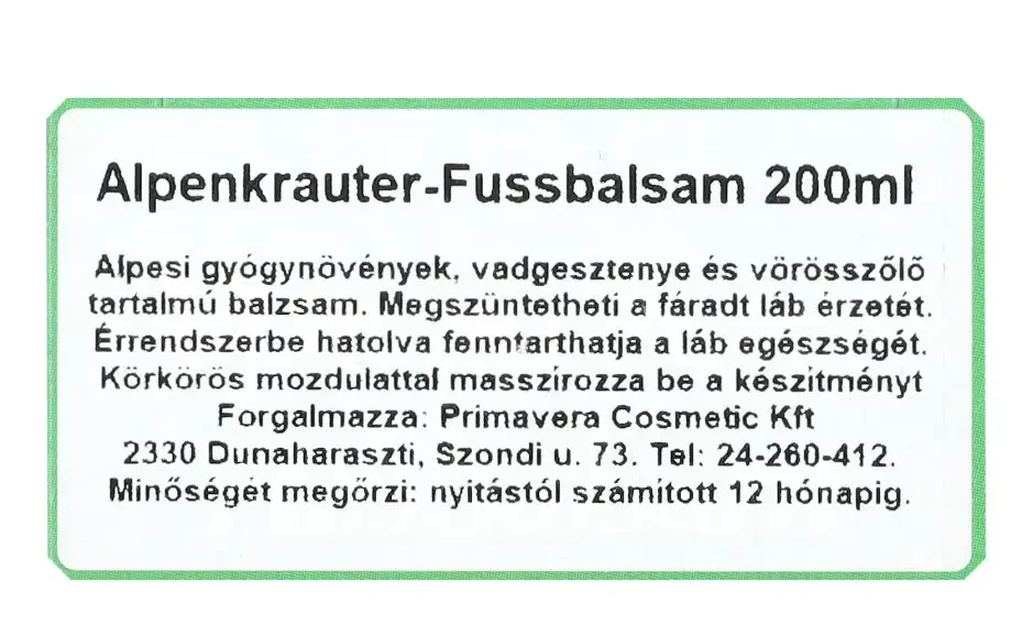 Alpenkrauter Lábbalzsam 200ml