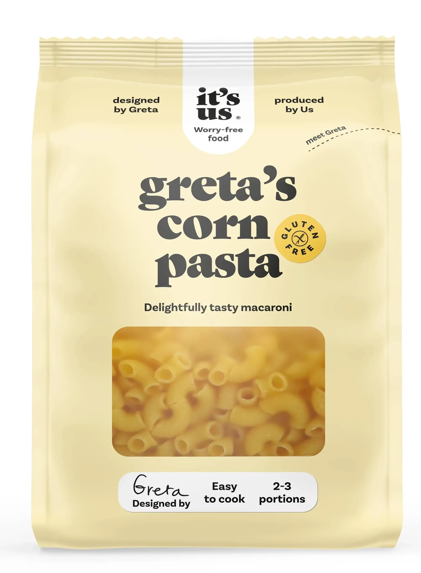 it's us GRETA'S gluténmentes kukorica száraztészta szarvacska 200g