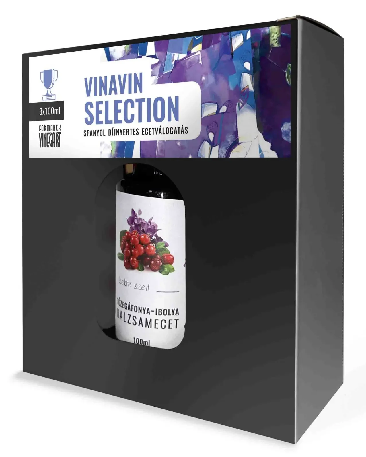 Vinavin ecetválogatás, 3x100ml (Topáz almaecet, Áfonya-ibolya balzsamecet, Csipkebogyó balzsamecet)