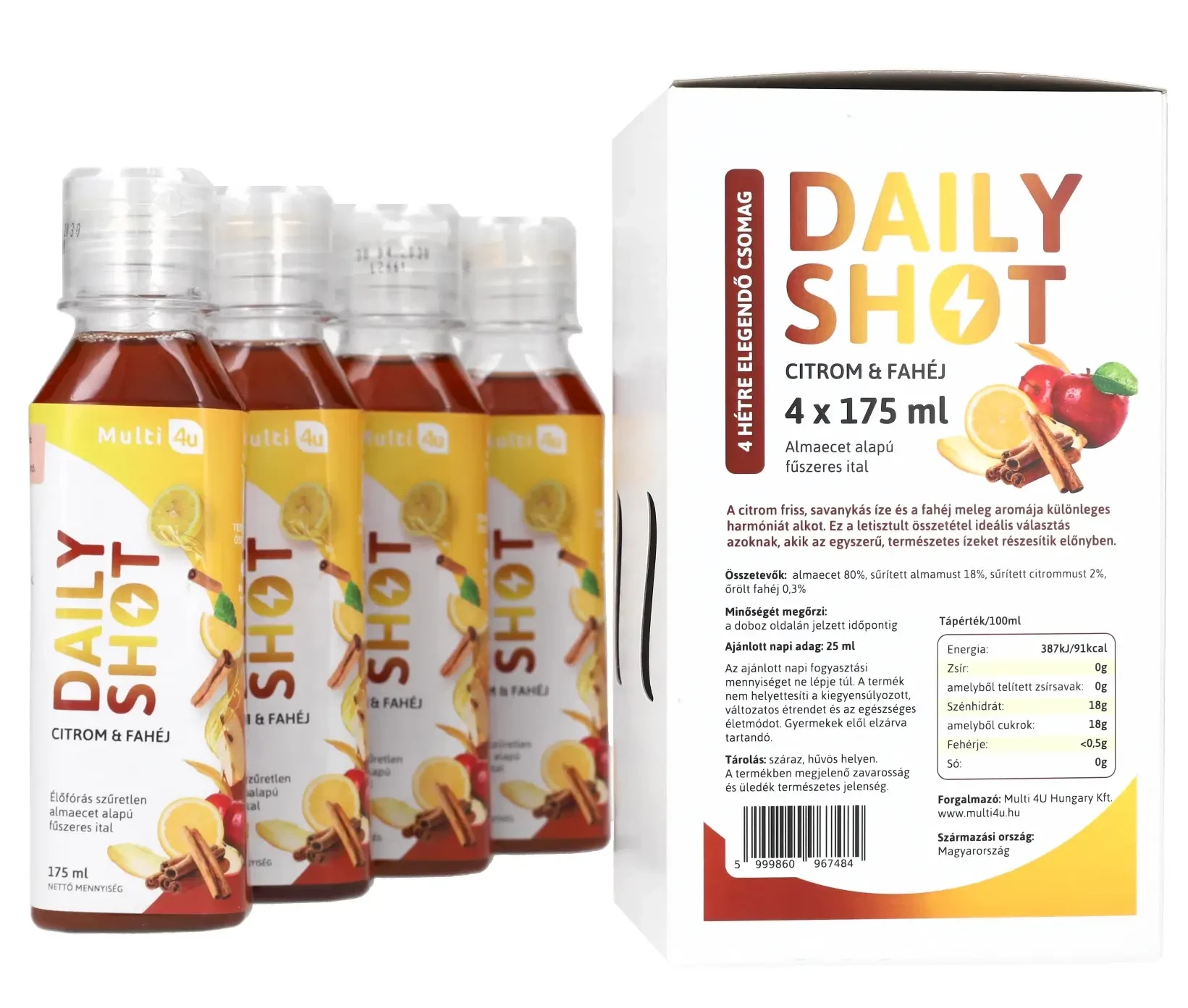 Multi 4U DAILY SHOT Citrom & Fahéj 175 ml