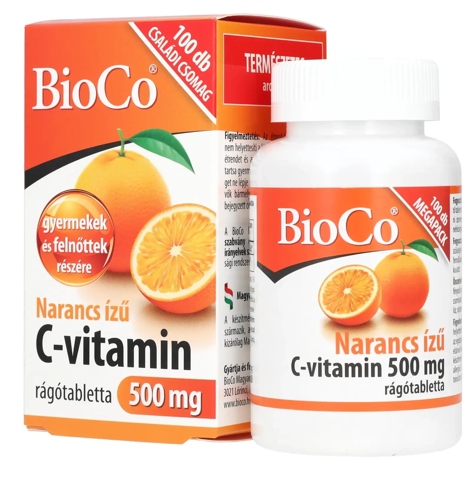 BioCo Narancs ízű C-vitamin 500 mg rágótabletta 100db