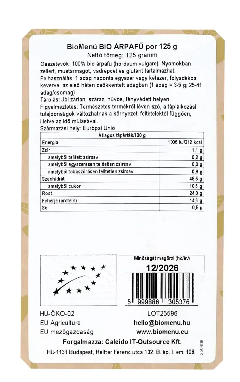 BioMenü BIO ÁRPAFŰ por 125 g