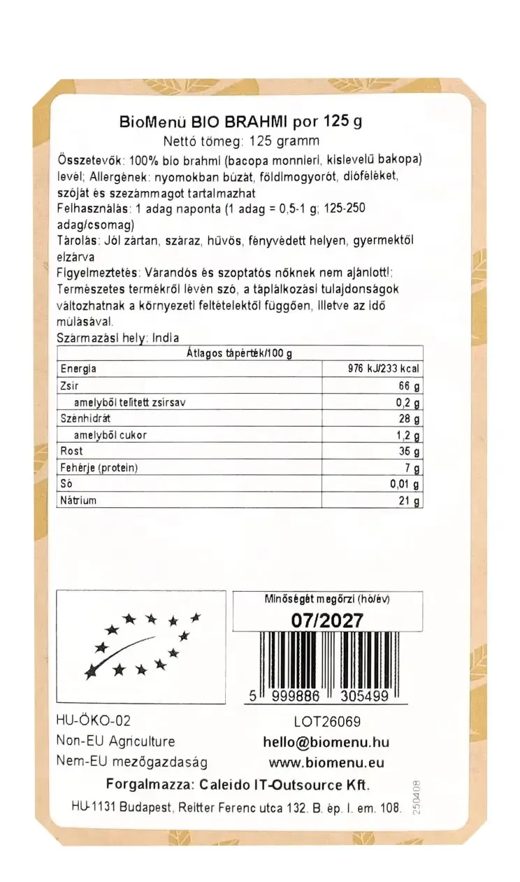 BioMenü BIO BRAHMI por 125 g