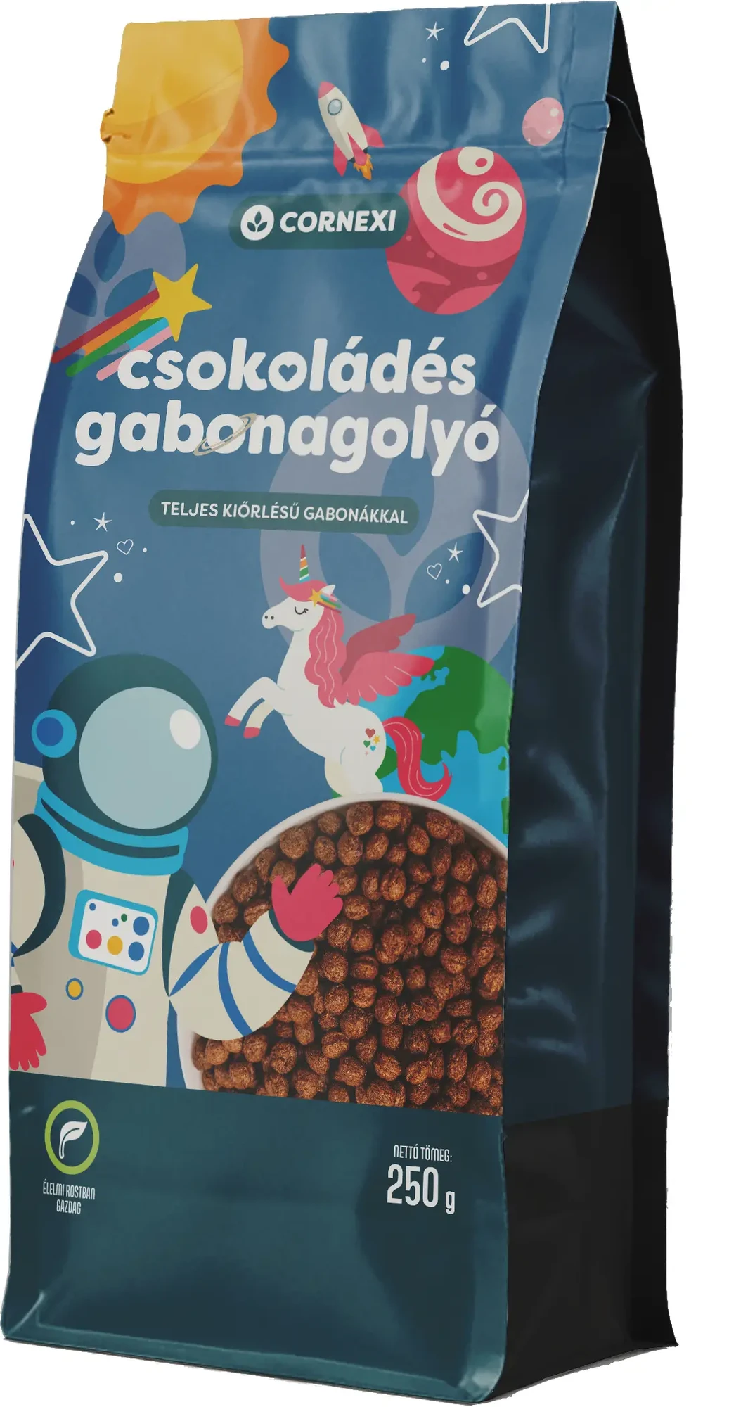 Cornexi csokoládés gabonagolyó teljes kiőrlésű gabonával  250 g