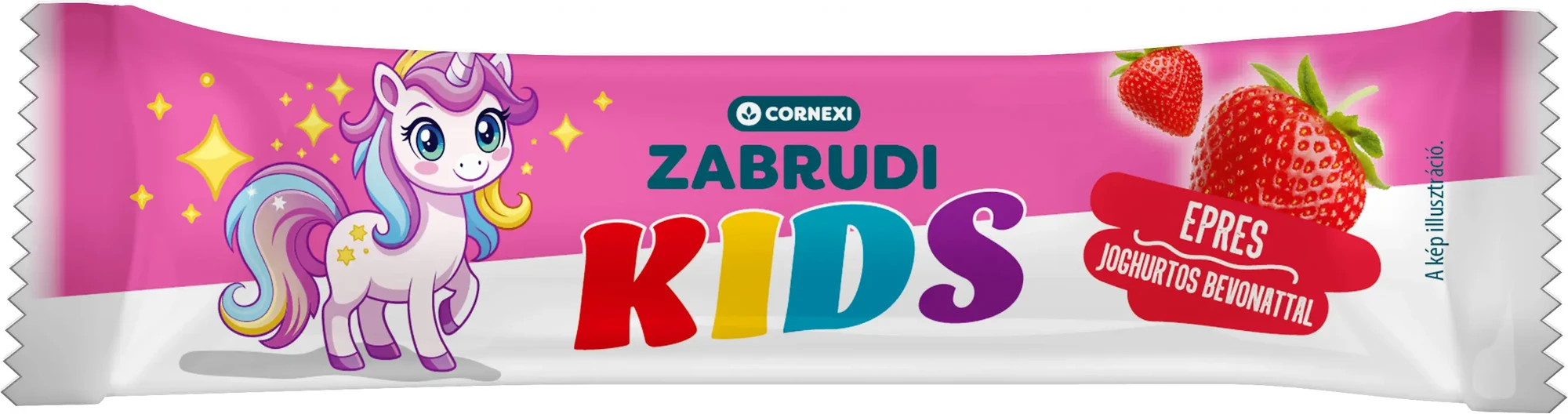 Cornexi KIDS zabrudi - Epres-vaníliaízű töltött zabrúd, joghurtos bev. 30g