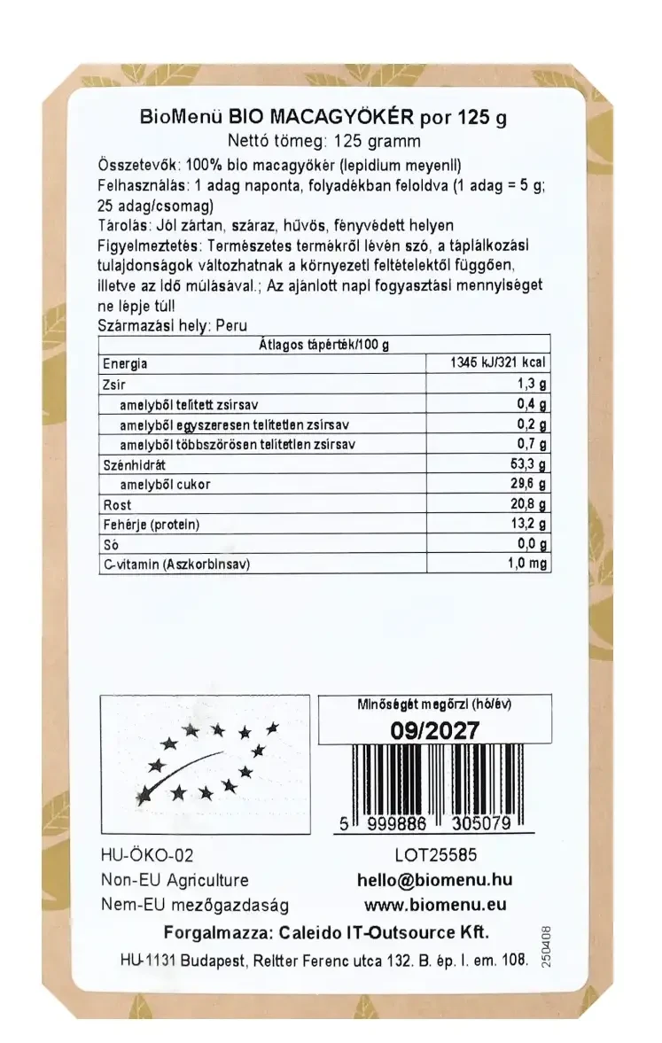 BioMenü BIo Maca-gyökér por 125g