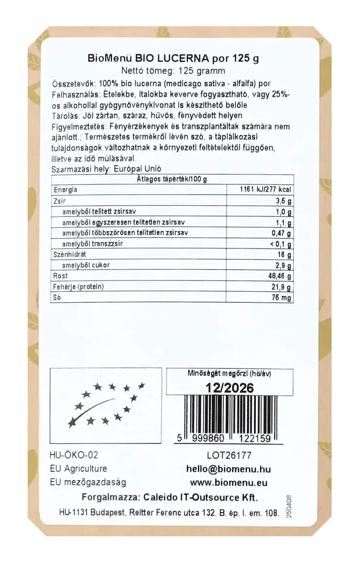 BioMenü BIO LUCERNA por 125 g