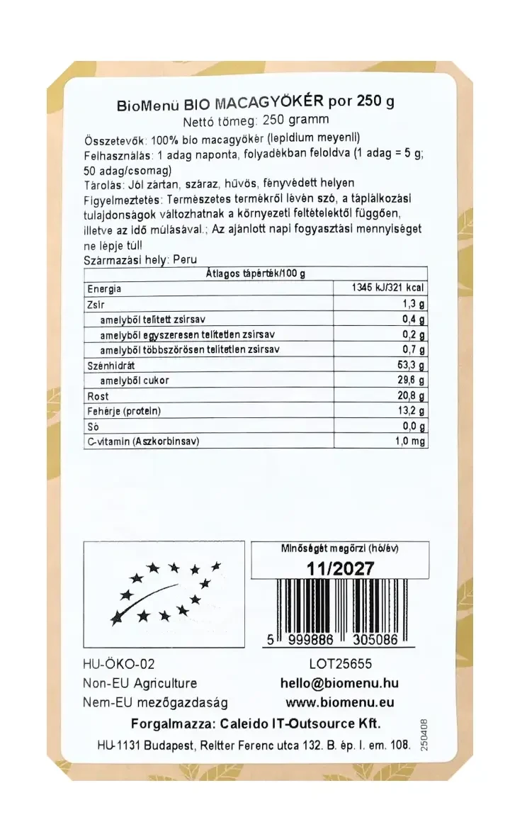 BioMenü BIo Maca-gyökér por 250g