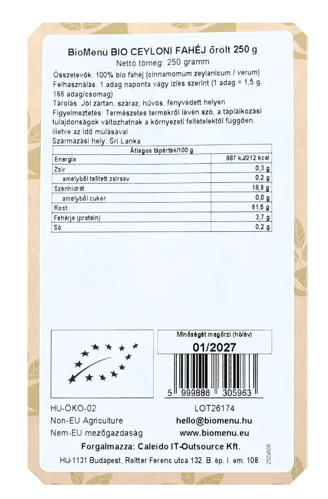 BioMenü BIO őrölt ceyloni FAHÉJ 250 g