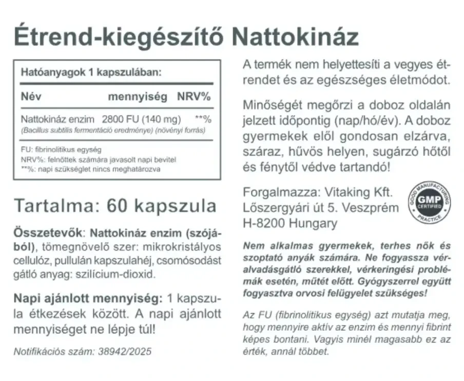 VK Nattokináz Enzim Kapszula 60 db