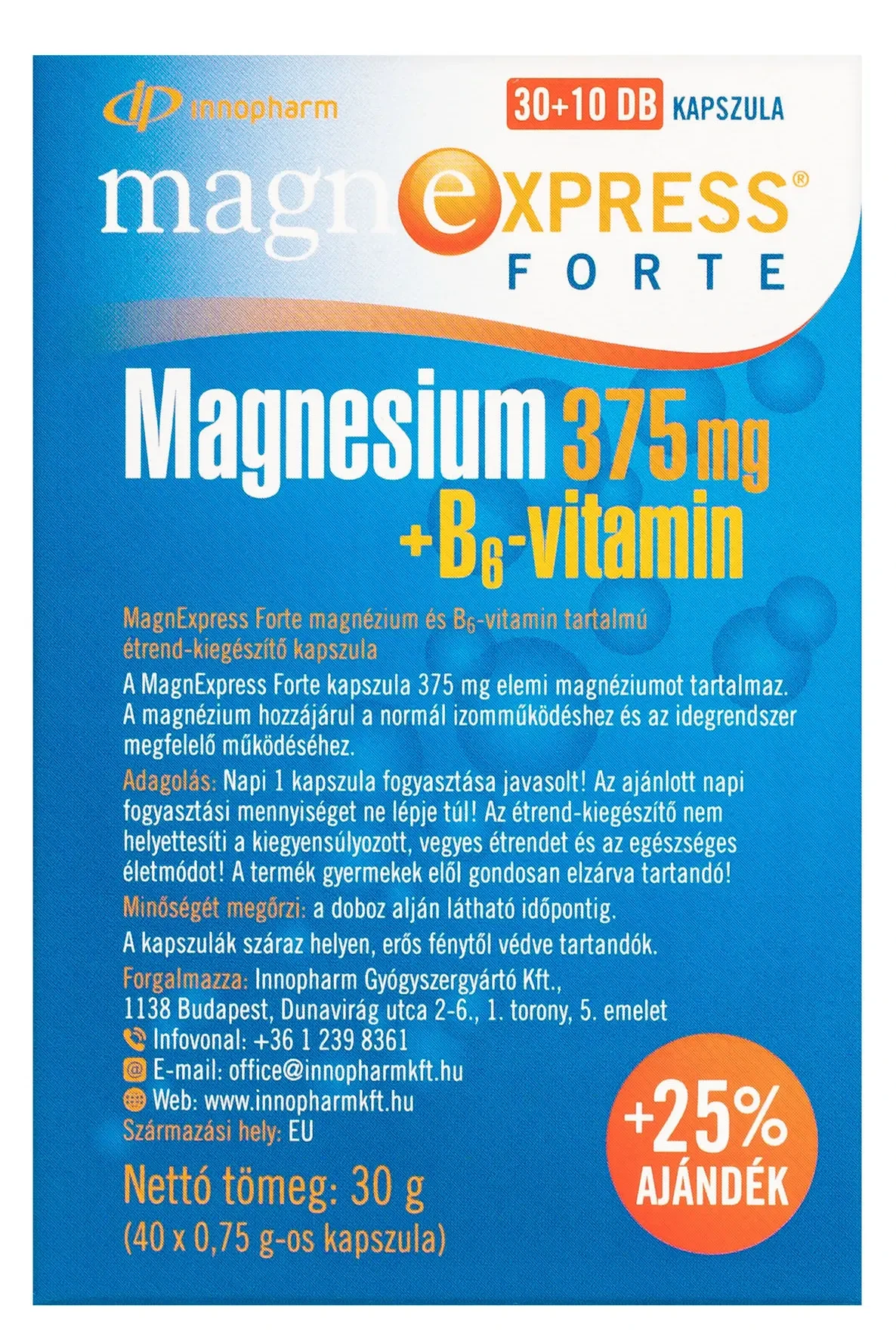InnoPharm MagnExpress Forte 375mg kapszula 30db