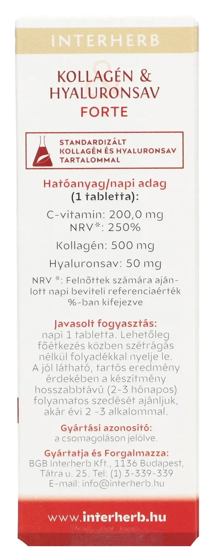 Interherb VITAL Kollagén&Hyaluronsav Szépségformula FORTE tabletta 30db