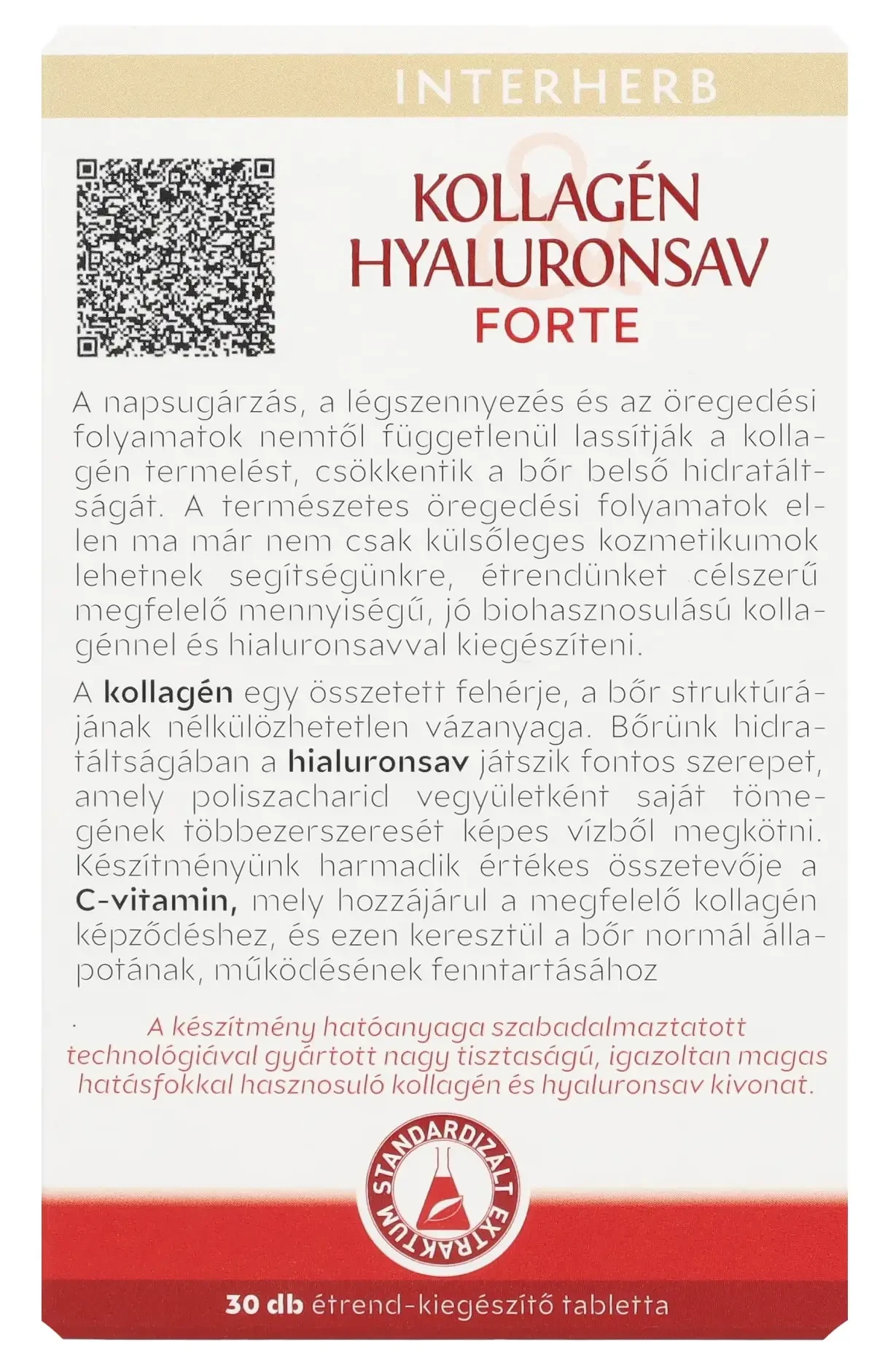Interherb VITAL Kollagén&Hyaluronsav Szépségformula FORTE tabletta 30db