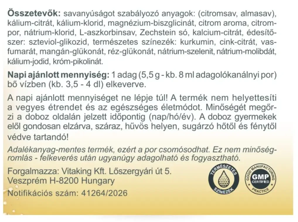 VK Elektrolit Italpor Citrom Ízű 165 g
