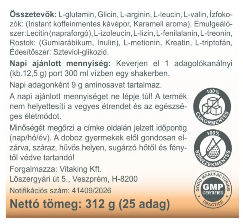 VK Aminosav Komplex Karamell - Kávé Ízű 312 g