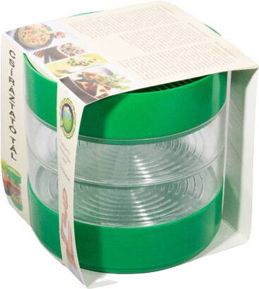 Csíráztatótál műanyag, 4 részes - zöld/sárga