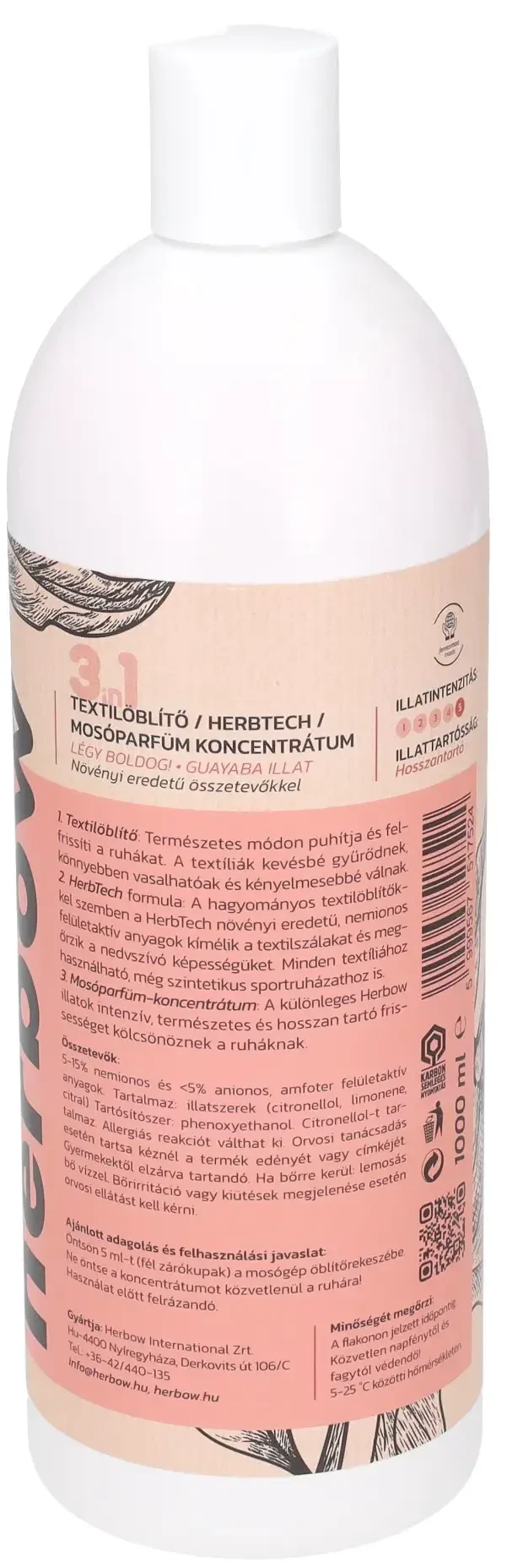 Herbow 3in1 Öblítő és kondicionáló mosóparfüm koncentrátum Légy boldog! 1000ml 200 mosás