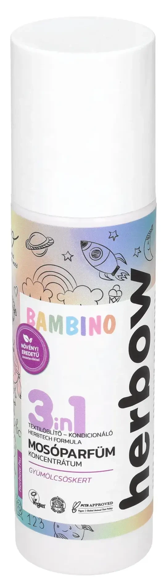 Herbow Bambino 3in1 Öblítő és kondicionáló mosóparfüm koncentrátum gyümölcsös kert málna illattal 200ml