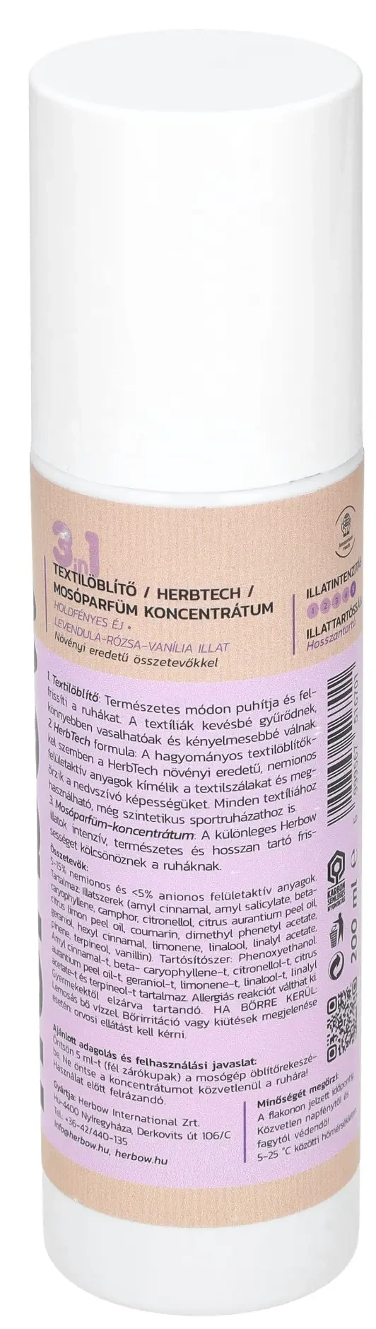 Herbow 3in1 Öblítő és kondicionáló mosóparfüm koncentrátum Holdfényes éj 200ml 40 mosás