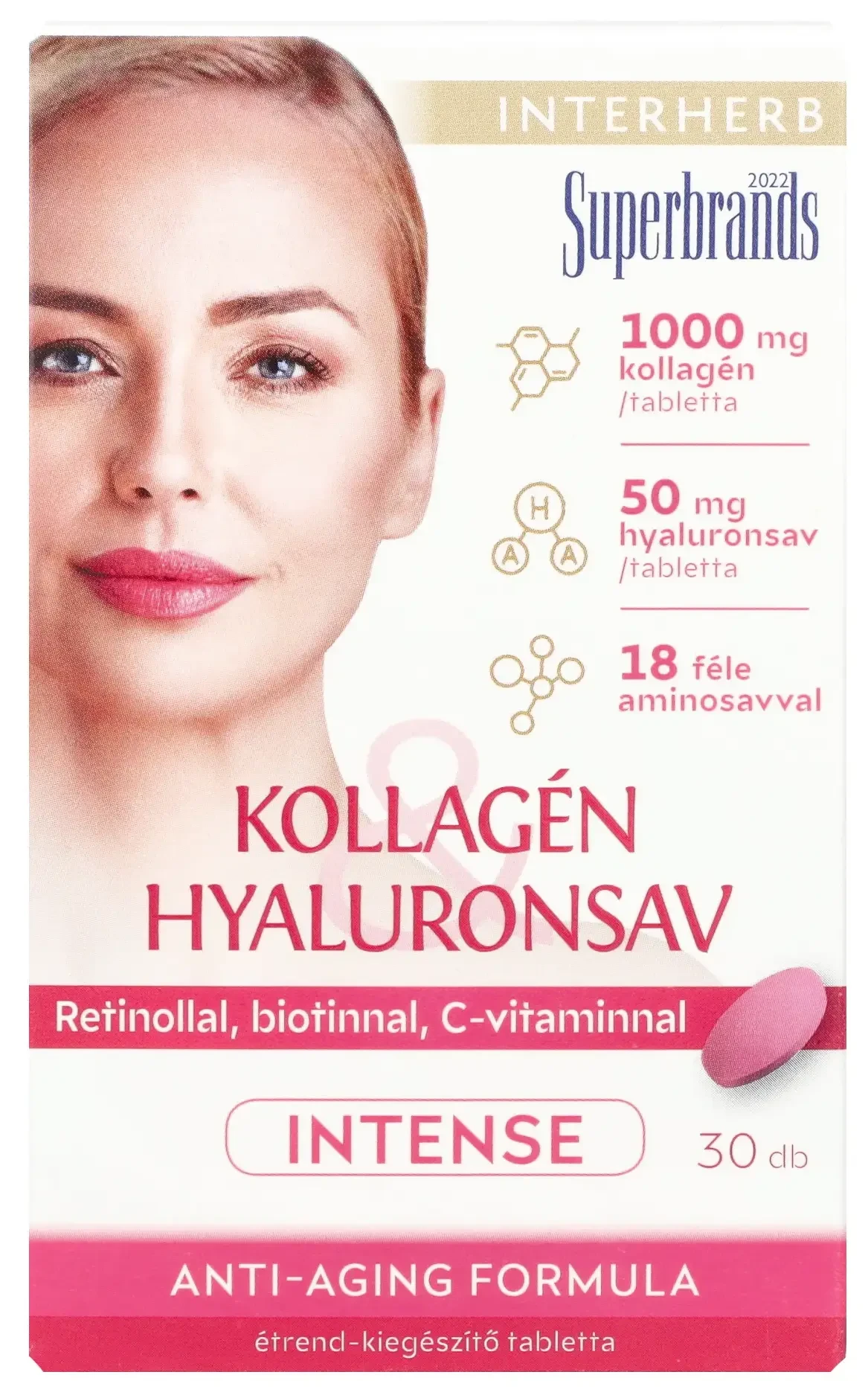 INTERHERB KOLLAGÉN -HYALURONSAV INTENSE TABLETTA 30DB