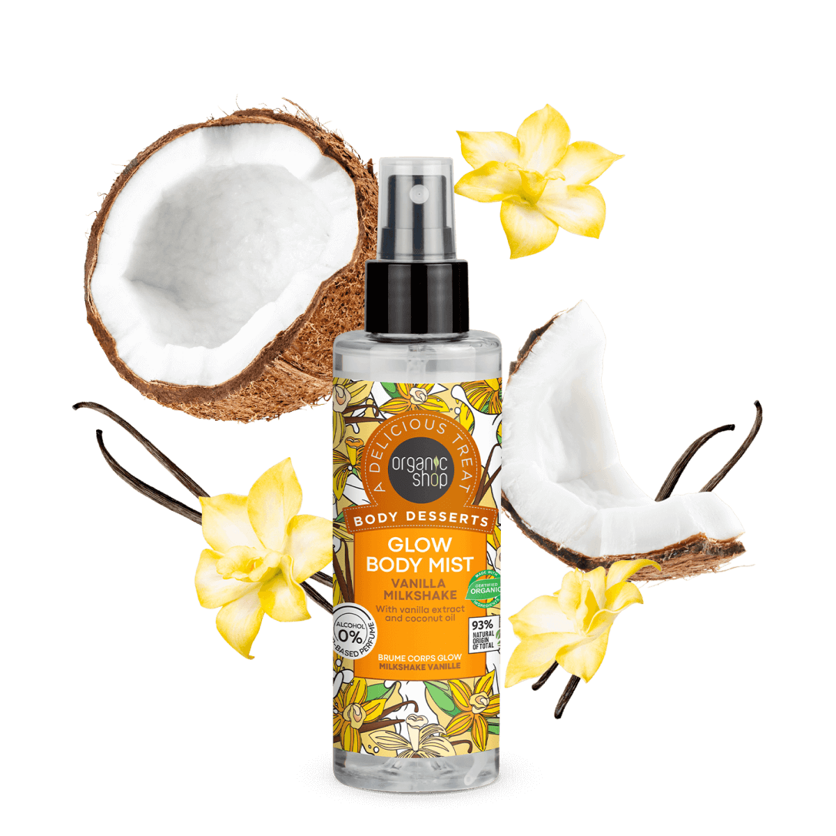 Organic Shop Vanília Shake Illatú Ragyogást Adó Testpermet 200ml