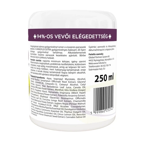 Hillvital Gyógyfüves mesterbalzsam Varikofelx EXTRA 250ml