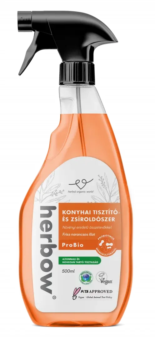 Herbow Konyhai tisztító és zsíroldó Probiotikus Spray & Rinse Friss narancsos ilattal 500 ml