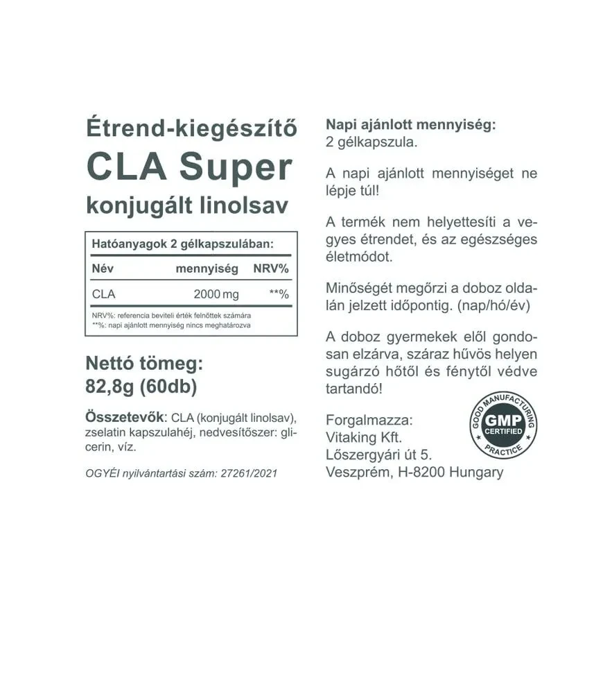 Vitaking CLA Super konjugált linolsav 60db