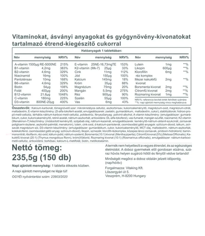 Vitaking Daily One multivitamin 150 db