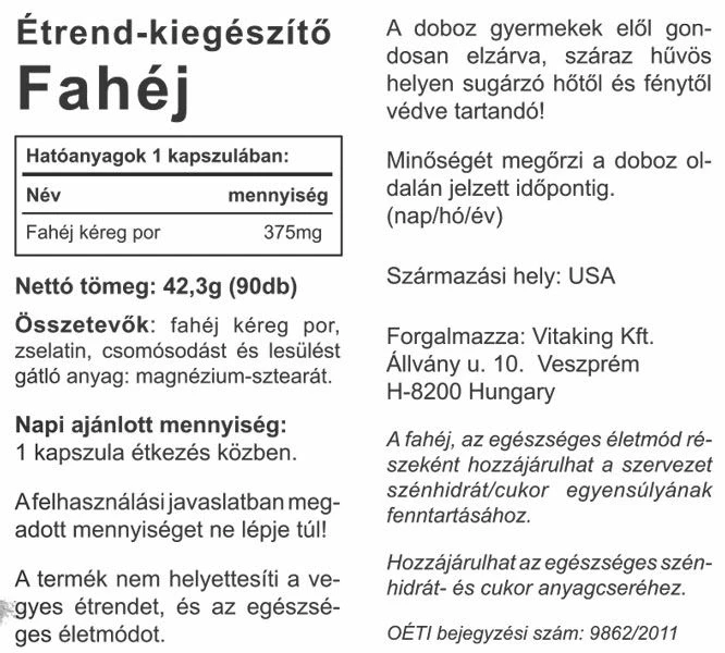 VK Fahéj Cinnamon kapszula 90db 375mg