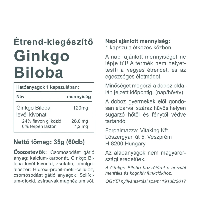 VK Ginkgo Biloba 60db 120mg