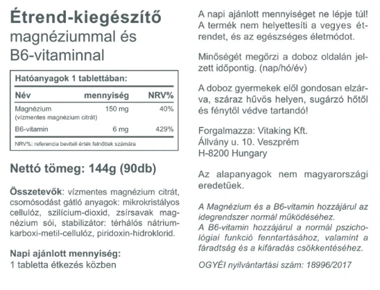 VK Magnesium Citrate 150mg + B6 90db