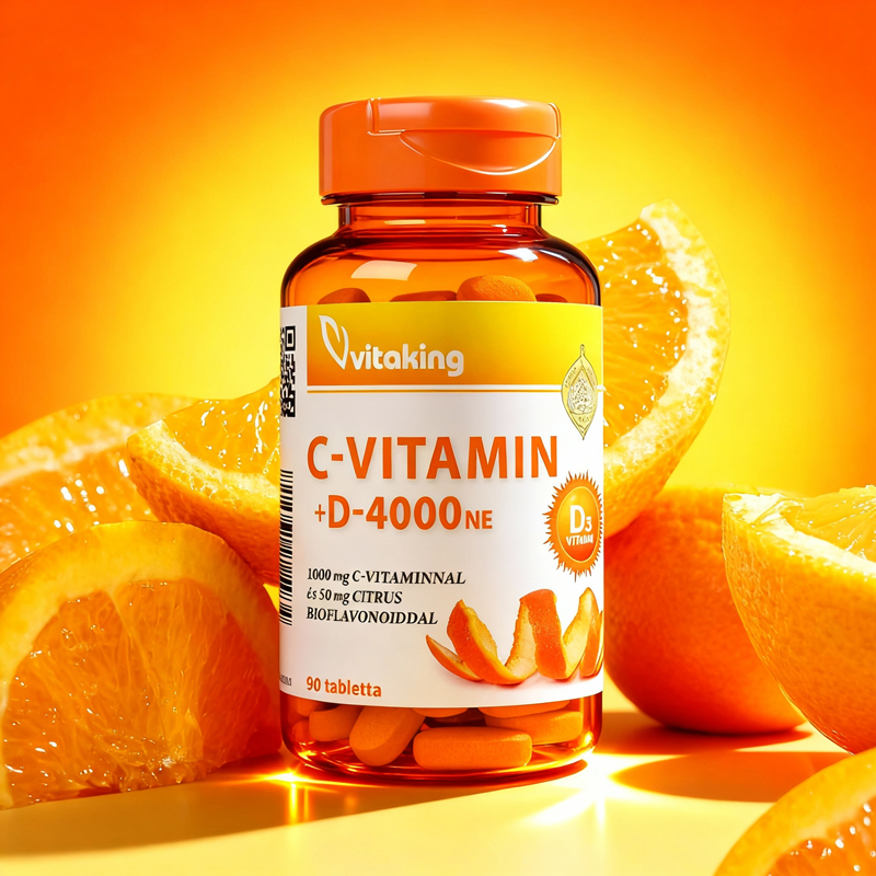 Vitaking C-1000 + D-4000 NE vitamin tabletta 90db