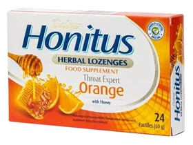 Dabur Honitus Orange gyógynövényes étrend-kiegészítő szopogató tabletta (narancs ízű) 24 db