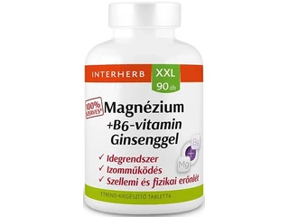 Interherb XXL Magnézium+B6-vitamin+Ginsenggel 100% szerves tabletta 90db