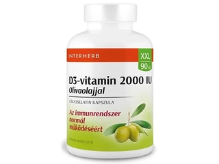 Interherb XXL D3-vitamin 2000 IU Olívaolajjal 90 db lágyzselatin kapszula