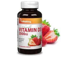 D3-vitamin 2000 NE eper ízű rágótabeltta 210 db (Vitaking)