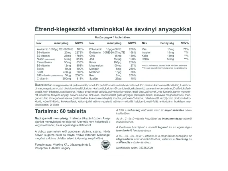 Vitaking 9 Month multivitamin tabletta 60 db
