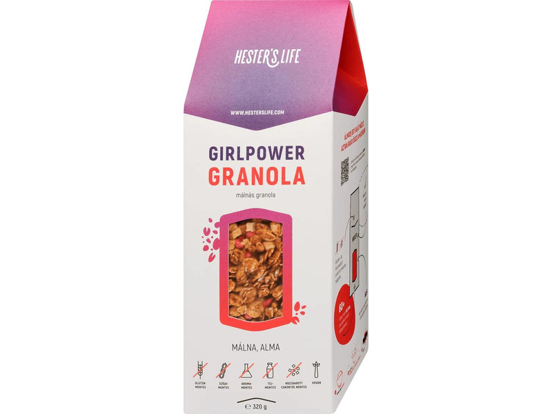Hester's Life Girlpower Granola - (Málnás) 320 g