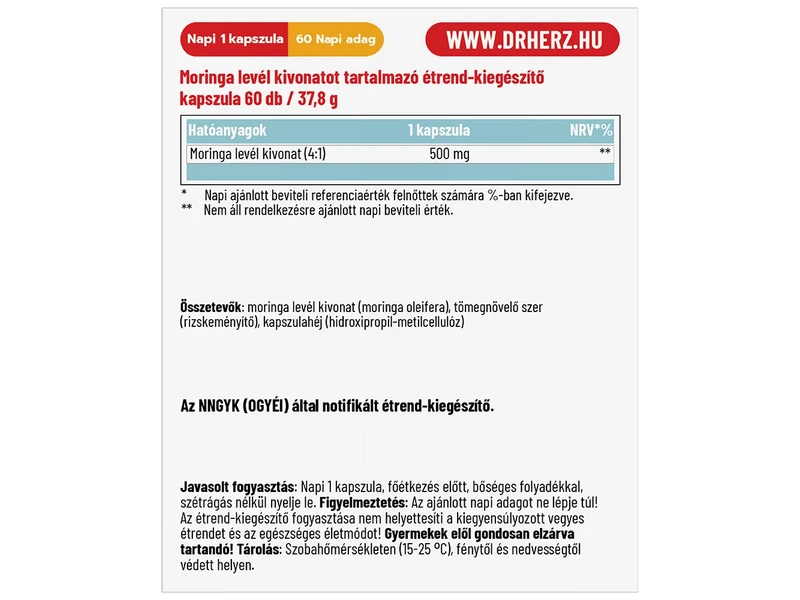 Dr. Herz Moringa 650 mg 60 db kapszula
