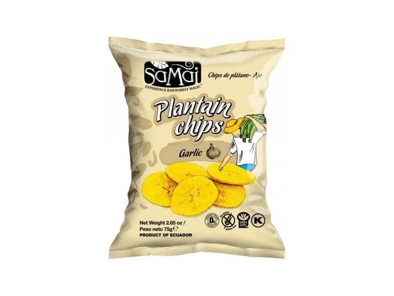 Plantain (főzőbanán) chips fokhagymás 75g SAMAI