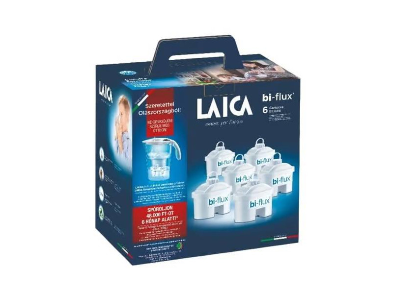 Laica 6db-os bi-flux univerzális szűrőbetét Laica Stream Line fehér kancsóval 1db
