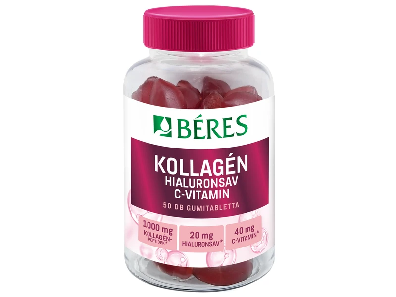 Béres Kollagén, Hialuronsav, C-vitamin cukormentes gumitabletta 50 db