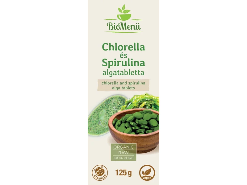 BioMenü Bio Chlorella és Spirulina tabletta 125g (250db)